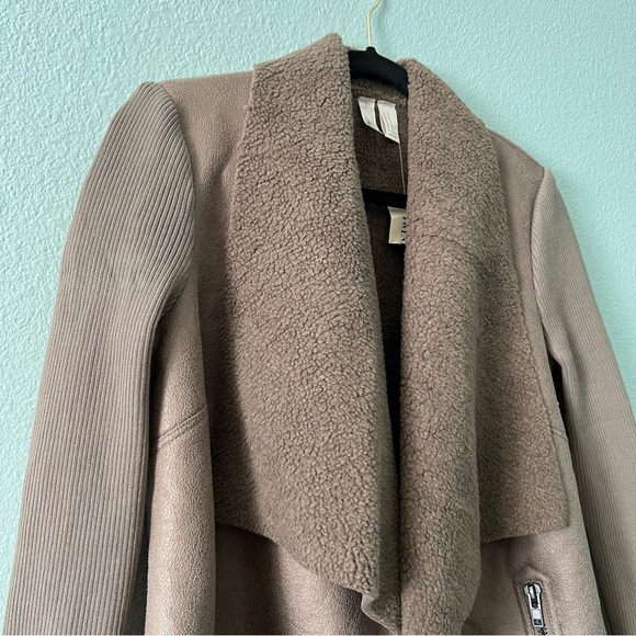 Forever 21 Brown Fleece Moto Wrap Jacket NWT M - Picture 2 of 6